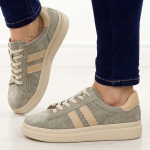 Khaki skórzane półbuty damskie Filippo Dp7499/26. Brązowe półbuty Filippo, na jesień, bez wzorów, z jeansu, bez obcasa, na platformie, bez zapięcia. Za 239,00 zł.