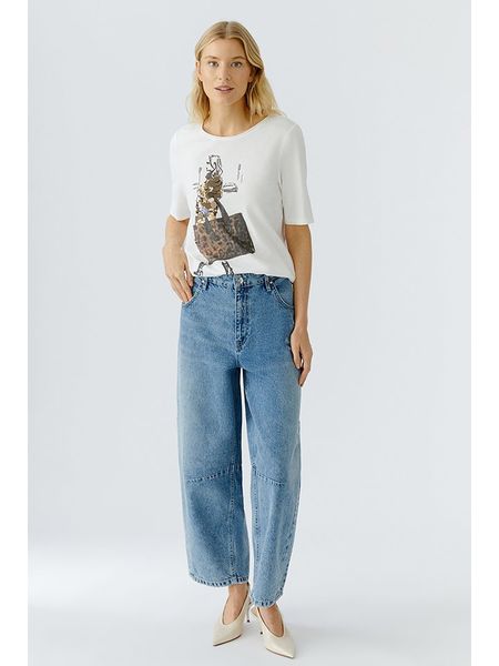 Oui Koszulka w kolorze białym rozmiar: 42. Białe bluzki Oui, bez wzorów, z bawełny, bez kołnierzyka, bez ramiączek. Za 153,71 zł.