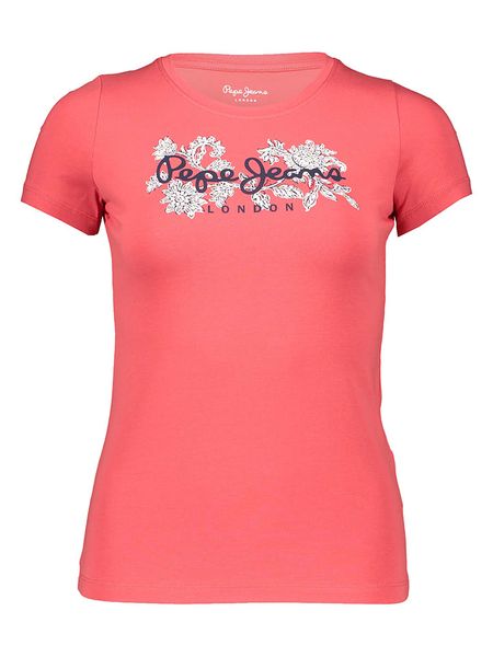 Pepe Jeans Koszulka w kolorze koralowym rozmiar: M. Czerwone bluzki Pepe Jeans, m, bez wzorów, z jeansu, bez kołnierzyka, bez ramiączek. Za 61,02 zł.