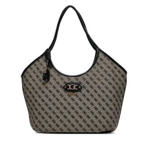 Torebka Guess. Brązowe shopper bag Guess, z aplikacjami, bez dodatków. Za 634,99 zł.