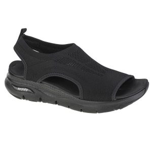 Sandały damskie, Skechers Arch Fit–City Catch. Czarne buty trekkingowe Skechers, z materiału, bez zapięcia. Za 372,00 zł.