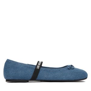Baleriny LOVE MOSCHINO. Niebieskie balerinki LOVE MOSCHINO, bez wzorów, bez obcasa, bez zapięcia. Za 464,99 zł.