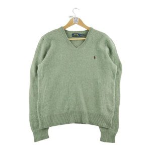 Second life - Kobieta Zielony Sweter z Wełny - Jak nowy. Zielone golfy Ralph Lauren, bez wzorów, z wełny. Za 212,96 zł.