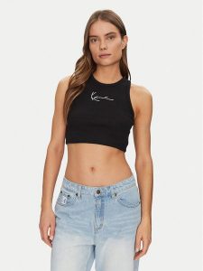 Karl Kani Top 6131303 Czarny Cropped Fit. Czarne topy Karl Kani, xl, bez wzorów, z bawełny, bez kołnierzyka, bez ramiączek. Za 69,99 zł.