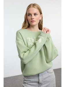 Trendyol Bluza w kolorze zielonym rozmiar: L. Zielone bluzy Trendyol, l, bez wzorów, bez kaptura. Za 130,99 zł.