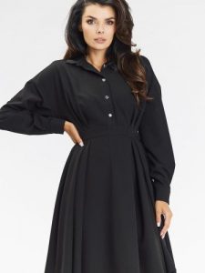 Sukienka Model A668 Black - awama. Czarne sukienki Awama, do pracy, l, bez wzorów, z elastanu, biznesowe, bez kołnierzyka, plus size, bez ramiączek, midi, koszulowe. Za 398,95 zł.