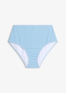 Figi bikini z wysoką talią. Niebieskie figi bonprix, bez wzorów. Za 67,99 zł.