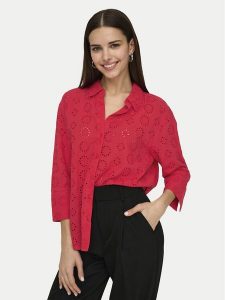 JDY Koszula Tallie 15292179 Czerwony Regular Fit. Czerwone koszule JDY, s, bez wzorów, z bawełny, bez kołnierzyka, bez ramiączek. Za 99,99 zł.