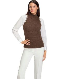 Heine Bezrękawnik w kolorze brązowym rozmiar: 40. Brązowe golfy Heine, bez wzorów. Za 78,10 zł.