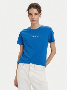 Beverly Hills Polo Club T-Shirt P-SS26W-TS6510 Niebieski Regular Fit. Niebieskie t-shirty Beverly Hills Polo Club, l, bez wzorów, z bawełny, bez kołnierzyka, bez ramiączek. Za 139,99 zł.