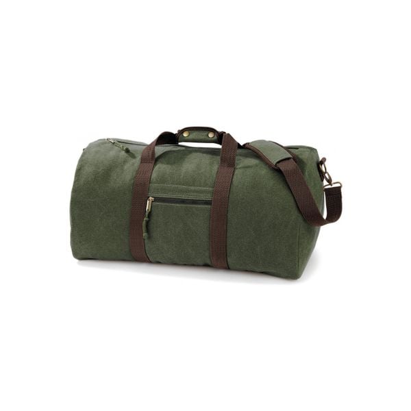 Płócienna torba podróżna Quadra Vintage. Zielone torby podróżne i sportowe QUADRA, bez wzorów. Za 222,50 zł.