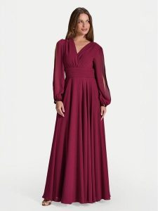 Swing Sukienka wieczorowa 5AI17100 Bordowy Regular Fit. Czerwone sukienki Swing, bez wzorów, z syntetyku, wizytowe, bez kołnierzyka, bez ramiączek. Za 639,99 zł.