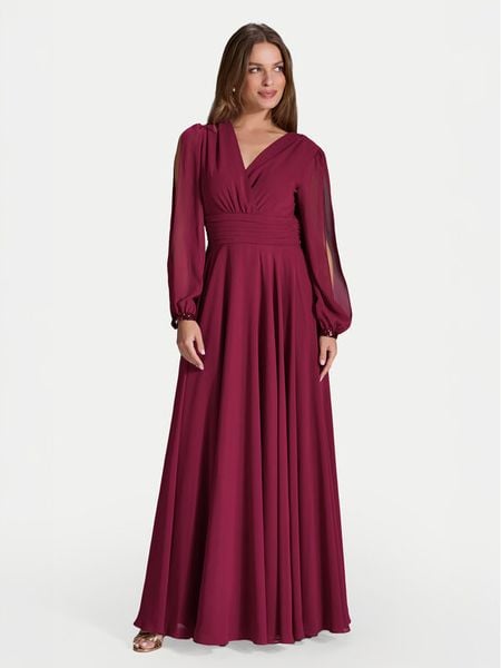 Swing Sukienka wieczorowa 5AI17100 Bordowy Regular Fit. Czerwone sukienki Swing, bez wzorów, z syntetyku, wizytowe, bez kołnierzyka, bez ramiączek. Za 579,99 zł.