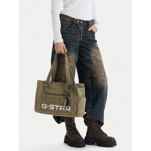 Torebka G-Star Raw. Brązowe shopper bag G-Star Raw, bez wzorów, bez dodatków. Za 199,99 zł.