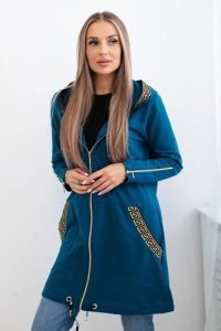 Bluza z ozdobną taśmą morska. Zielone bluzy KESI, l, bez wzorów, z bawełny, z kapturem. Za 263,47 zł.