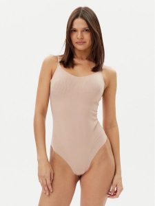 Calvin Klein Underwear Kombinezon modelujący LV00QF8295 Beżowy. Brązowe kombinezony Calvin Klein Underwear, xl, bez wzorów, z syntetyku, bez kołnierzyka, bez ramiączek. Za 219,99 zł.