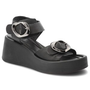 Sandały damskie Artiker, cholewka ze skóry naturalnej szerokie paski z regulacją na klamry odkryty przód, czarne, 58C2201. Czarne sandały ARTIKER, bez wzorów, ze skóry, bez obcasa, na koturnie, bez zapięcia. Za 329,00 zł.