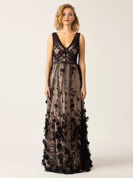 APART Sukienka w kolorze czarnym rozmiar: 42. Czarne sukienki Apart, bez wzorów, z koronki, bez kołnierzyka, bez ramiączek, maxi. Za 462,29 zł.