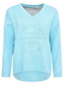 Zwillingsherz Bluza "Positive Mind" w kolorze błękitnym rozmiar: S/M. Niebieskie bluzy Zwillingsherz, m, bez wzorów, bez kaptura. Za 142,45 zł.