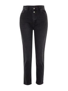 Trendyol Dżinsy - Mom fit - w kolorze czarnym rozmiar: 42. Czarne jeansy Trendyol, bez wzorów, z bawełny, z podwyższonym stanem. Za 67,09 zł.