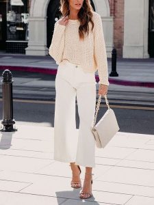 LA Angels Sweter w kolorze kremowym rozmiar: L. Brązowe swetry oversize LA Angels, l, bez wzorów, bez ramiączek. Za 130,99 zł.