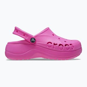 Klapki Crocs Baya Platform Clog. Czerwone klapki Crocs, bez wzorów, bez obcasa. Za 219,99 zł.