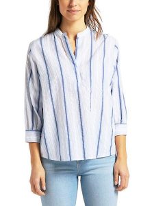 LEE ESSENTIAL BLOUSE DAMSKA BLUZKA W PASKI SURF BLUE L45VZQQF 112110648. Niebieskie bluzki Lee, l, bez wzorów, bez kołnierzyka, bez ramiączek. Za 129,99 zł.