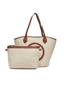 Valentino Torebka VBS7QO02CAN Beżowy. Brązowe torebki klasyczne Valentino, bez wzorów, z materiału, bez dodatków. Za 299,99 zł.
