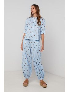 Lin Passion Koszula w kolorze błękitnym rozmiar: 40/42. Niebieskie koszule Lin Passion, bez wzorów, z bawełny, bez kołnierzyka, bez ramiączek. Za 108,99 zł.