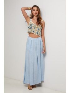 Lin Passion Lniana spódnica w kolorze błękitnym rozmiar: 34/36. Niebieskie spódnice Lin Passion, bez wzorów, ze lnu, klasyczne, maxi. Za 165,99 zł.