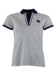 Peak Mountain Koszulka polo w kolorze szarym rozmiar: M. Szare bluzki Peak Mountain, m, bez wzorów, bez kołnierzyka, bez ramiączek. Za 92,21 zł.