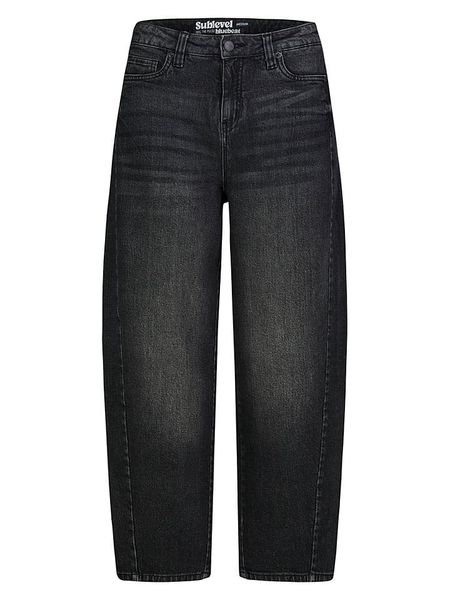 Sublevel Dżinsy - Barrel fit - w kolorze czarnym rozmiar: S. Czarne jeansy Sublevel, z aplikacjami, ze skóry. Za 124,95 zł.