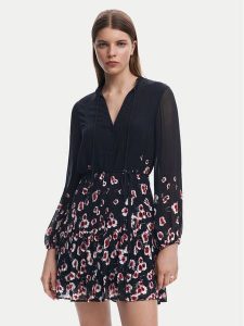 Desigual Sukienka koszulowa 25SWVW31 Czarny Regular Fit. Czarne kombinezony Desigual, xl, bez wzorów, z wiskozy, bez kołnierzyka, bez ramiączek, koszulowe. Za 219,99 zł.