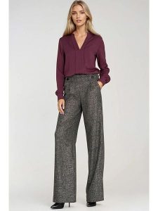 Nife Spodnie w kolorze antracytowym rozmiar: 42. Czarne spodnie z wysokim stanem Nife, bez wzorów, z materiału, z podwyższonym stanem. Za 178,79 zł.