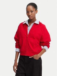 Tommy Jeans Bluza Flag DW0DW22834 Czerwony Boxy Fit. Czerwone bluzy Tommy Jeans, l, bez wzorów, z bawełny, bez kaptura. Za 363,99 zł.