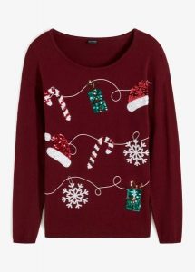 Cienki sweter. Czerwone swetry klasyczne bonprix, bez kołnierzyka. Za 139,99 zł.