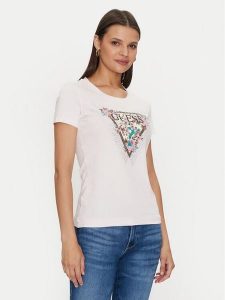Guess T-Shirt Cherry Flower W4YI26 J1314 Różowy Slim Fit. Czerwone t-shirty Guess, xs, z aplikacjami, z bawełny, bez kołnierzyka, bez ramiączek. Za 119,99 zł.