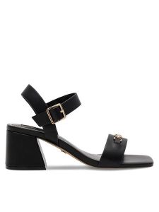 Nine West Sandały 123AL0553 Czarny. Czarne sandały Nine West, bez wzorów, z syntetyku, bez obcasa, na słupku, bez zapięcia. Za 149,99 zł.