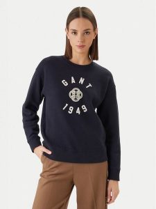 Gant Bluza 4201485 Granatowy Regular Fit. Niebieskie bluzy GANT, xl, bez wzorów, z bawełny, bez kaptura. Za 389,99 zł.