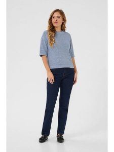 Kaffe Sweter "Sevita" w kolorze błękitnym rozmiar: XL. Niebieskie swetry oversize Kaffe, xl, bez wzorów, ze splotem, bez ramiączek. Za 176,08 zł.