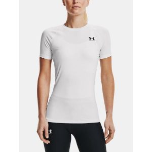 Koszulka treningowa damska Under Armour HeatGear Compression. Białe koszulki sportowe Under Armour, bez wzorów, bez ramiączek. Za 149,95 zł.