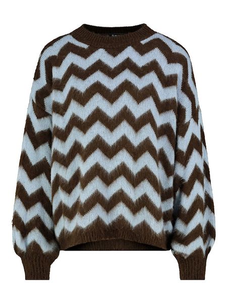 Sublevel Sweter w kolorze ciemnobrązowo-błękitnym rozmiar: S/M. Brązowe swetry oversize Sublevel, m, bez wzorów, bez ramiączek. Za 148,26 zł.