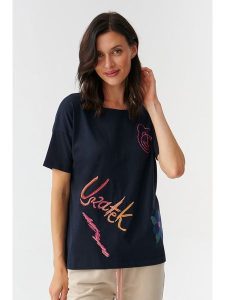 TATUUM Koszulka w kolorze czarnym rozmiar: S. Niebieskie bluzki Tatuum, s, bez wzorów, z bawełny, bez kołnierzyka, bez ramiączek. Za 67,95 zł.