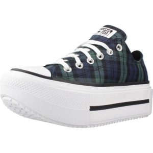 Buty CONVERSE CHUCK TAYLOR ALL STAR LIFT DOUBLE STACK PLATFORM PLAID Zielony. Zielone trampki Converse, bez wzorów, z tkaniny, bez zapięcia. Za 423,80 zł.