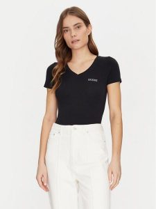 Guess T-Shirt O5RI02 KBBU1 Czarny Regular Fit. Czarne t-shirty Guess, xs, z aplikacjami, z bawełny, bez kołnierzyka, bez ramiączek. Za 89,99 zł.