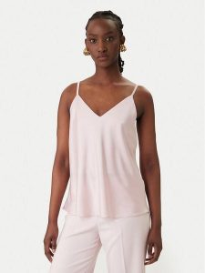 Rinascimento Top CFC0127685003 Różowy Regular Fit. Czerwone topy Rinascimento, xl, bez wzorów, z syntetyku, bez kołnierzyka, bez ramiączek. Za 194,99 zł.