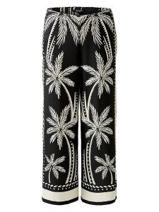 Miss Lagotte Spodnie w kolorze czarno-białym rozmiar: 38. Czarne spodnie z wysokim stanem Miss Lagotte, bez wzorów, z materiału, z podwyższonym stanem. Za 126,99 zł.