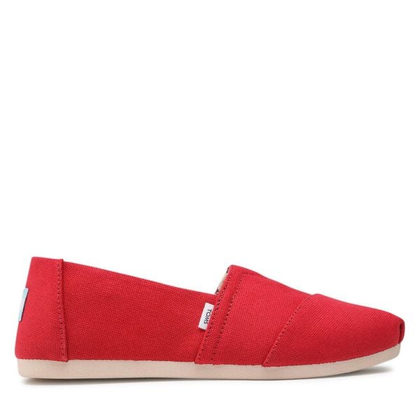Tenisówki Toms. Czerwone trampki Toms, bez wzorów, bez zapięcia. Za 139,99 zł.