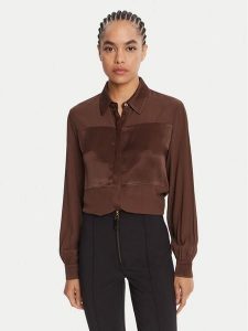 Liu Jo Koszula MF5106 T2578 Brązowy Regular Fit. Brązowe koszule Liu Jo, bez wzorów, z wiskozy, bez kołnierzyka, bez ramiączek. Za 429,99 zł.