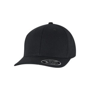 Czapka typu snapback Flexfit 110 Curved. Czarne czapki FLEXFIT, bez wzorów, z bawełny, klasyczne. Za 136,50 zł.
